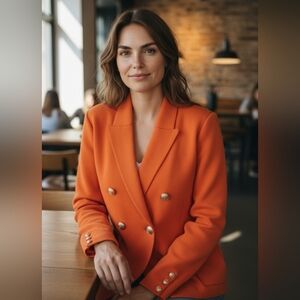 L’AGENCE Kenzie Knit Blazer Cardigan Tangerine Orange Size XXL  Luxury